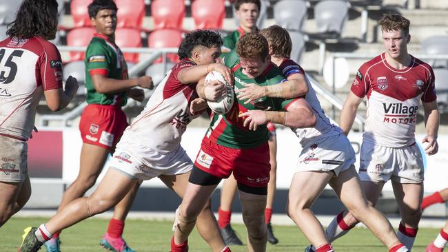 Meninga Cuop, Wynnum Manly Seagulls vs Redcliffe Dolphins. Seagulls #8 Ryan Jackson. April 10, 2021 - Picture: Renae Droop