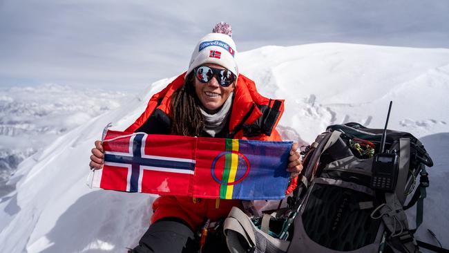 Norwegian climber Kristin Harila on Shishapangma, the 14th-highest mountain in the world, located in China. Picture: AFP