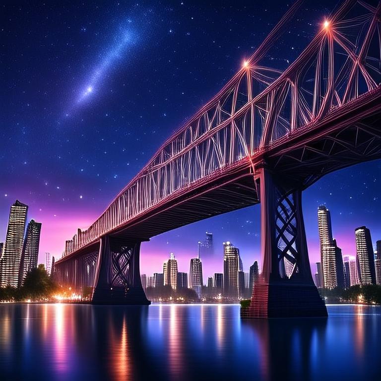 Brisbane's Story Bridge, as created by Apple Intelligence with a starry night theme.