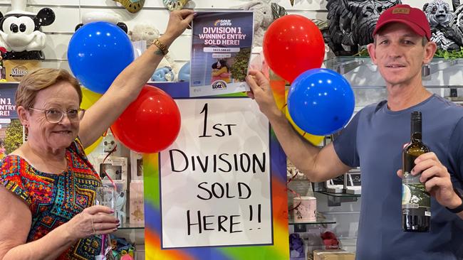 News Extra Central City's Helen Patterson and Scott Talbot celebrate the Toowoomba agency's division one win worth $823,000.