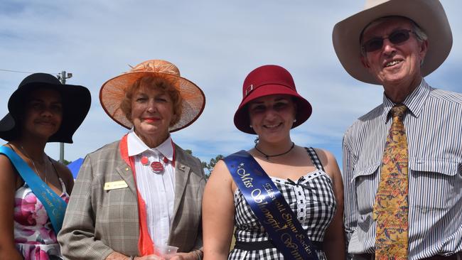 Junior Miss Showgirl Skye Pope, Dot Hamilton, Miss Showgirl Sara Cullen and Anthony Coates at the 2016 Eidsvold Show. Photo Tobi Loftus / Central &amp; North Burnett Times