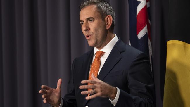 Treasurer Jim Chalmers addresses the media at Parliament House, Canberra.