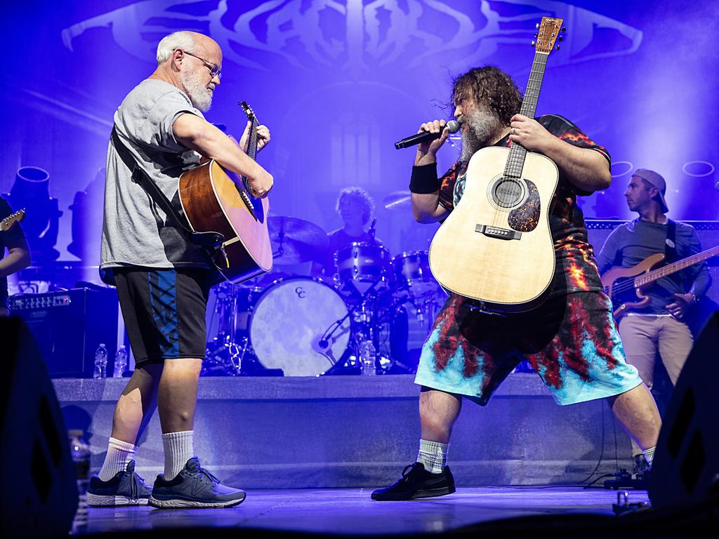 Tenacious D’s tour was cancelled after Kyle Gass (left) with Jack Black, made a comment about the attempt on Donald Trump’s life. Picture: Getty Images