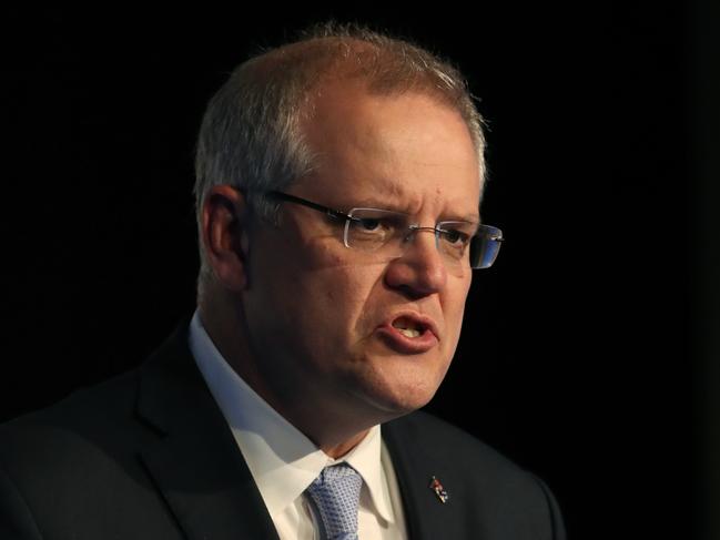 Prime Minister Scott Morrison addresses the Melbourne Institute Economic and Social Outlook Conference in Melbourne, Thursday, October 11, 2018. (AAP Image/David Crosling) NO ARCHIVING