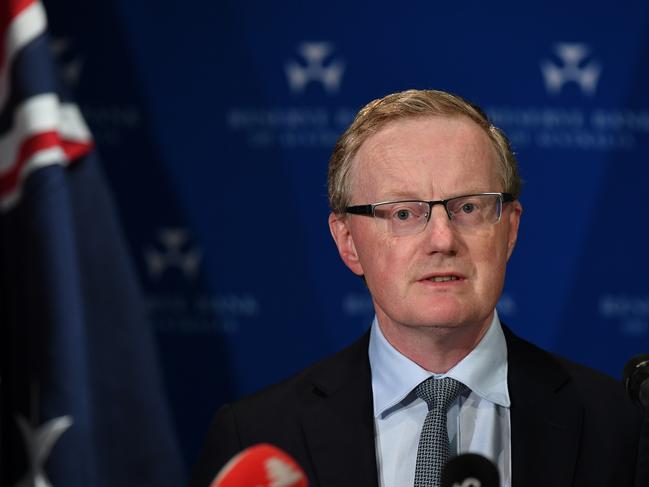 Reserve Bank of Australia Governor Philip Lowe speaks to the media in Sydney, Thursday, March 19, 2020. The Reserve Bank has cut the interest rate to a record-low 0.25 per cent in an historic suite of economic support to cushion the blow of the coronavirus pandemic. (AAP Image/Joel Carrett) NO ARCHIVING