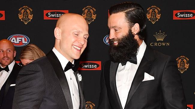 Gary Ablett with Jimmy Bartel at the Brownlow Medal.