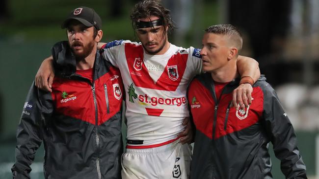 Cody Ramsey is assisted off the field with an injury. Picture: Getty Images