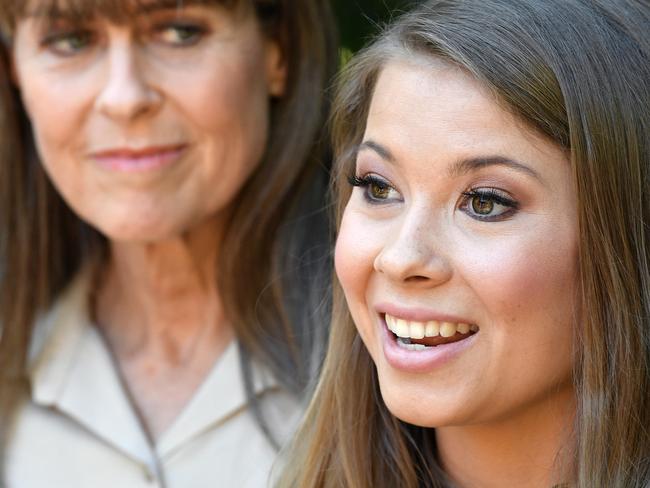 Bindi Irwin, right, on her 21st birthday at Australia Zoo.