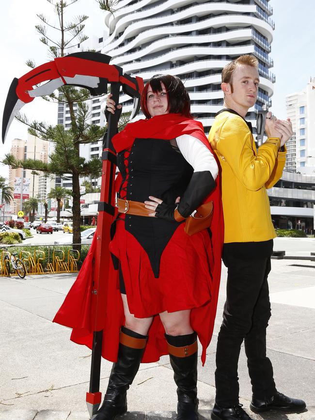 Jazmin Fuller and Rob Steele ahead of the Gold Coast Superhero Weekend at Broadbeach. Picture: Tertius Pickard