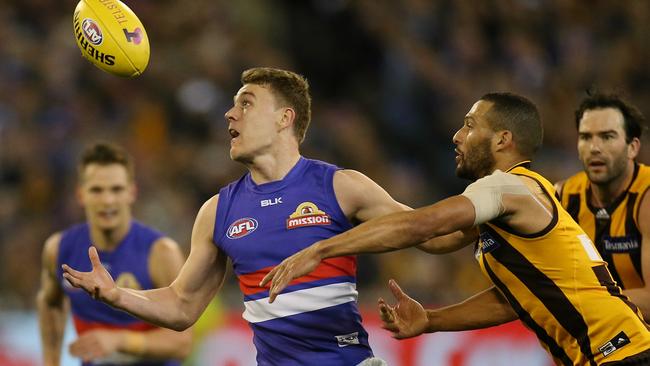 Jack Macrae had the ball on a string against Hawthorn. Picture: Wayne Ludbey