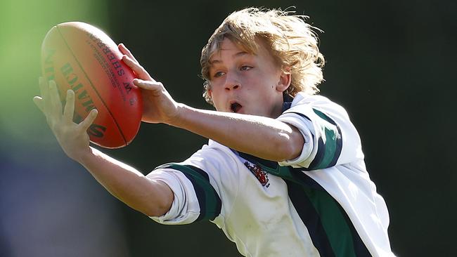 Campbell Lloyd of St Patrick's College marks the ball. Picture: Daniel Pockett/AFL Photos/via Getty Images