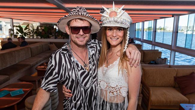 Josh Weymouth and Rachel Ward party on the Oasis. Picture: Cloud X Media