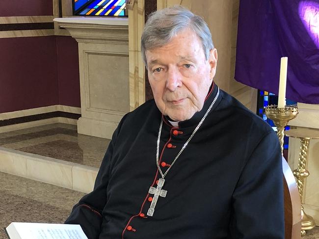 EXCLUSIVE for The Australian ONLY. Cardinal George Pell on Good Friday in the chapel of Sydney's Good Shepherd Seminary in Homebush.