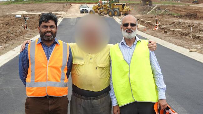 Qartaba Homes directors Kashif Aziz, left, and Wajahat Rana in 2017 at the construction of one of its southwest Sydney projects.