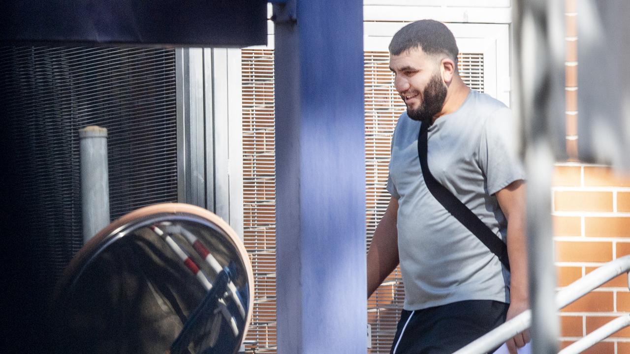 Ali Elmoubayed is pictured reporting to a police station in western Sydney this week after recently being granted bail as he awaits trial.