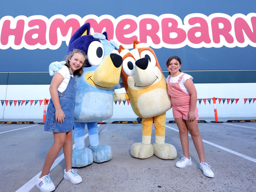 From left, Audrey Baker, eight, with Piper Ross, nine, visited the renamed Bunnings at Keperra in Queensland on Friday 2 February. Steve Pohlner