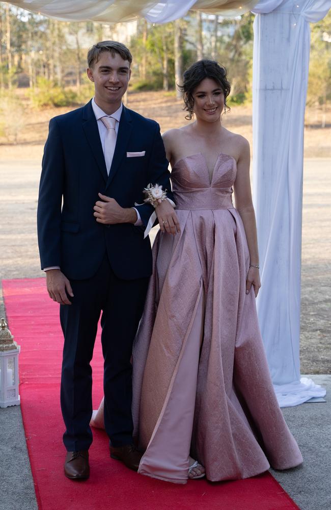 Jade Hanson and Jack Dwine arrive at the Gympie State High School formal 2023. November 16, 2023. Picture: Christine Schindler