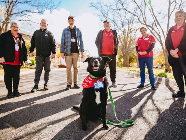 Volunteer nominees Heathcote Healthfrom left Sue Waghorne, Steve Waghorne, Barry Rasmussen, Peter Austin, Sue Pace and Margaret Sullivan-More with Jack the dogPhoto by Chloe Smith  Photo by Chloe Smith.