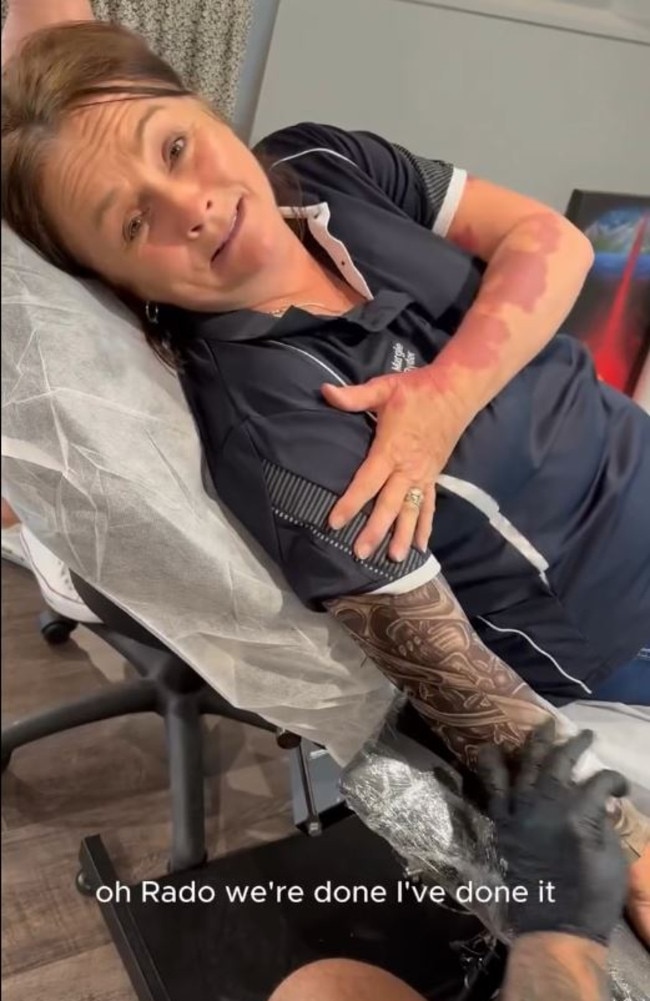 Margie Ryder fakes getting a tattoo in a video where she claims to be so serious about politics, she is willing to get a full arm tattoo.