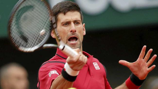 Serbia’s Novak Djokovic on his way to victory over Tomas Berdych. Picture: Michel Euler