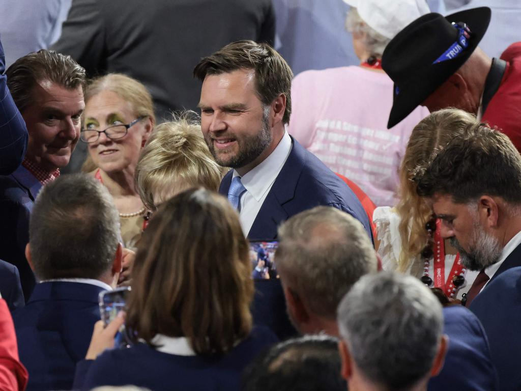 Trump's pick for Vice President, U.S. Sen. J.D. Vance arrives on the first day of the Republican National Convention at the Fiserv Forum. Picture: Getty Images via AFP