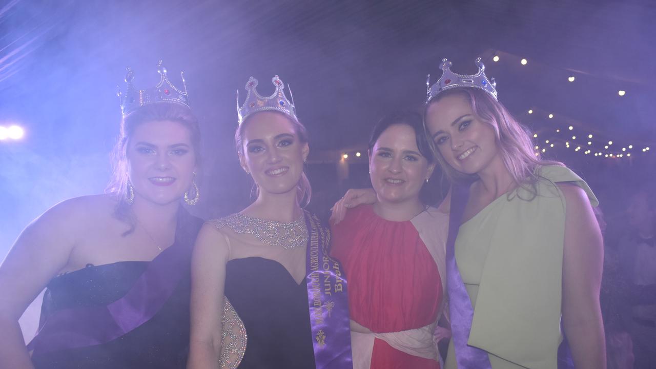 Show Ball organisers Grace McDonald, Georgia Camm, Meghan Wilson, Brooklyn Lade, and (not pictured) Indy Lade were all crowned honorary Show Queens on the night. Picture: Kirra Grimes.