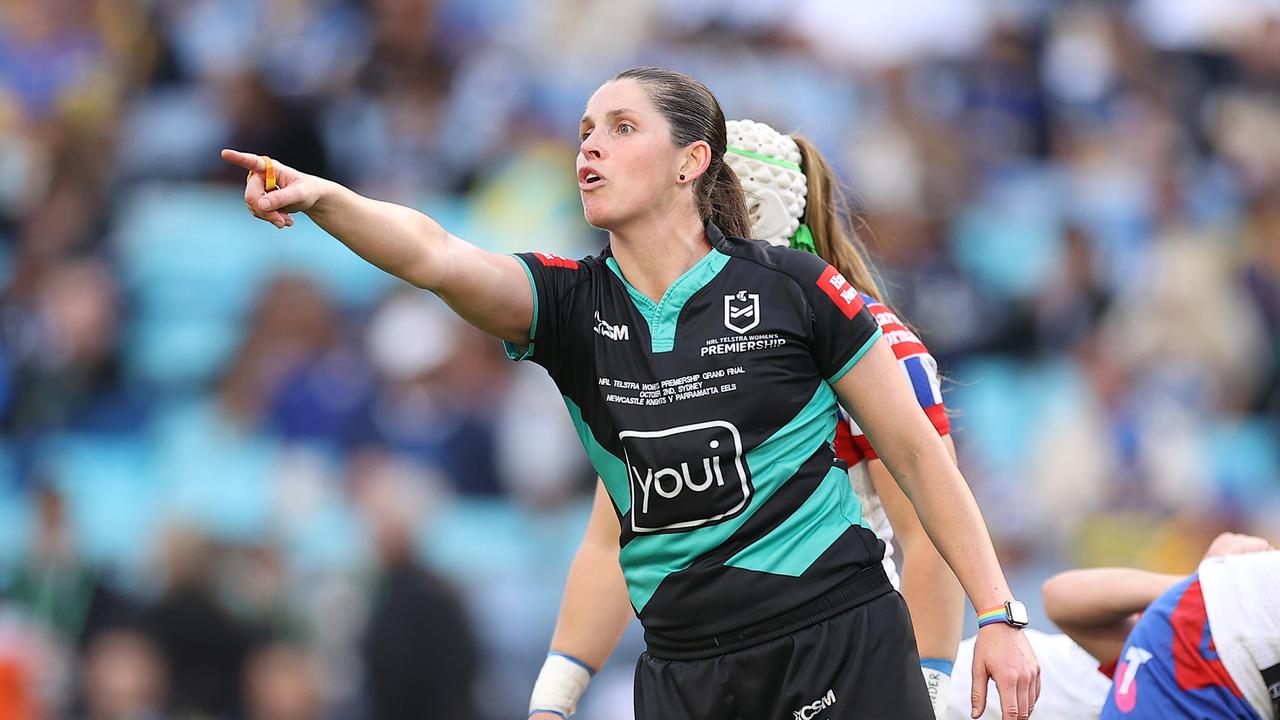 Kasey Badger will become the first female referee to take sole control of an international rugby league test. Picture: Getty Images.