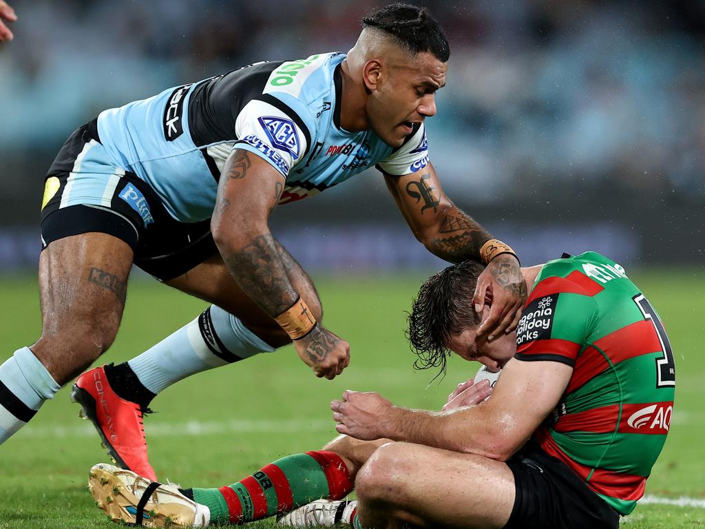 Sione Katoa’s tackle on Cameron Murray was put on report. Picture: Brendon Thorne/Getty Images