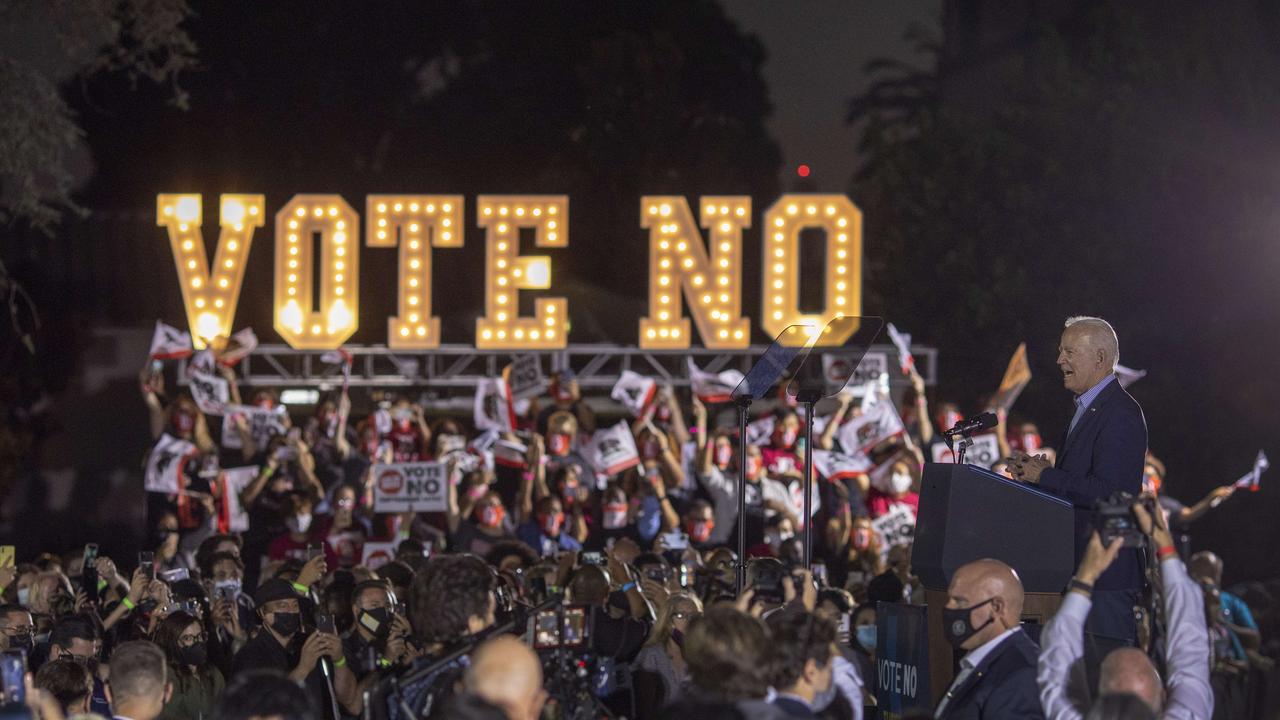 U.S. President Joe Biden speaks at a crowded rally in support of California Gov. Gavin Newsom at Long Beach City College on the eve of a recall election. Picture: David McNew/Getty Images