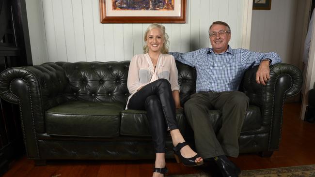 Federal Treasurer Wayne Swan and his eldest daughter Erinn, who has joined Annastacia Palaszczuk’s media team. Picture: AAP