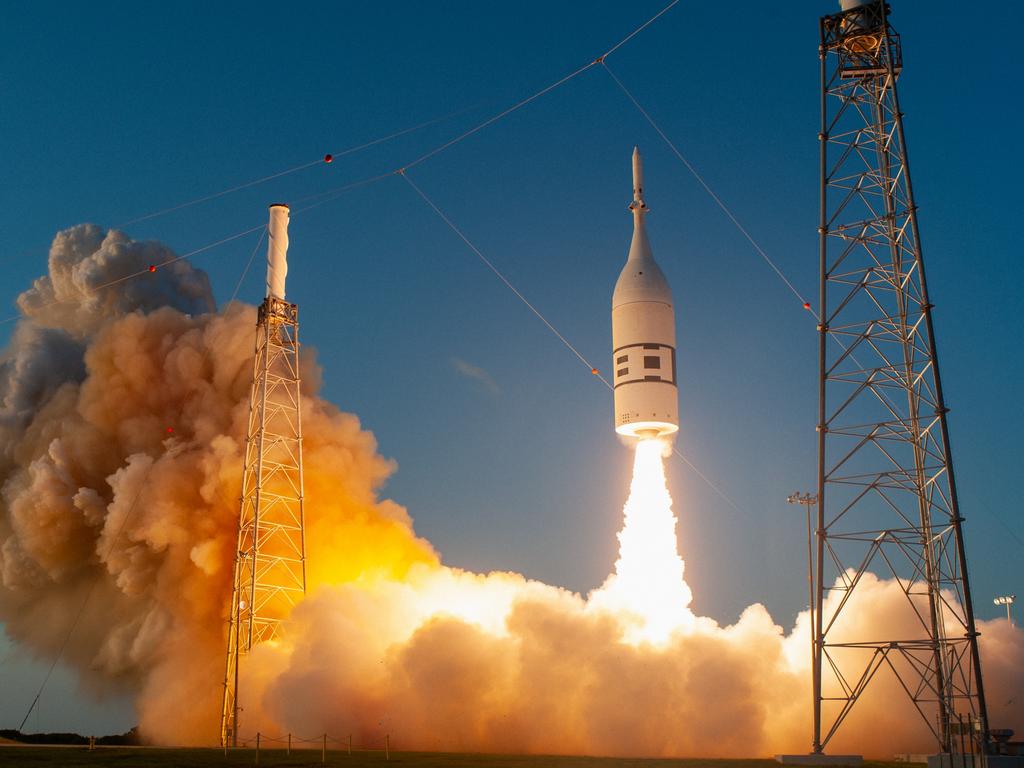 KIDS NEWS: A fully functional Launch Abort System (LAS) with a test version of Orion attached launched e in July 2019. Picture: NASA/supplied