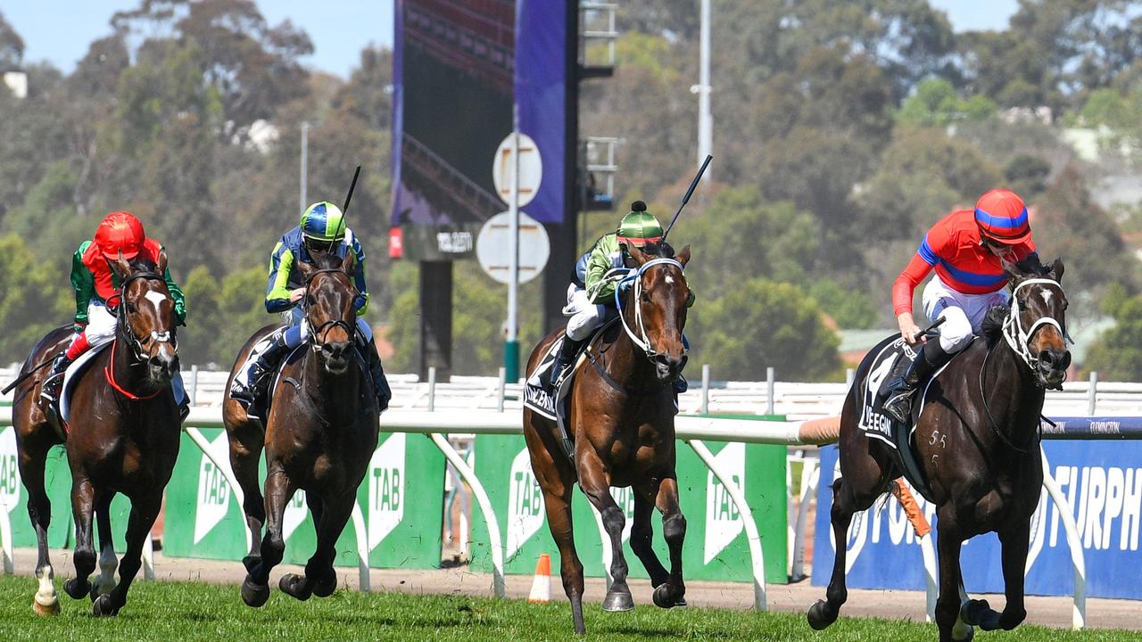 Verry Elleegant wins over Incentivise to win the Melbourne Cup. Photo by Vince Caligiuri/Getty Images