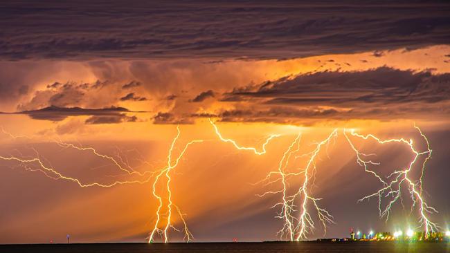 South Australia recorded more than 57,000 lightning strikes overnight, here’s some of the best shots from our readers. Picture: Cornerstone Droneography