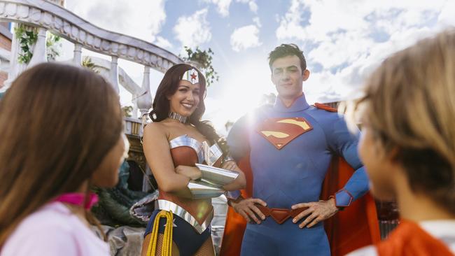 Meet superheroes including Wonder Woman and Superman.