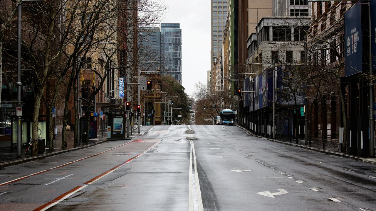 Elizabeth Street in Sydney’s CBD looking like a ghost town. Picture: NCA Newswire /Gaye Gerard