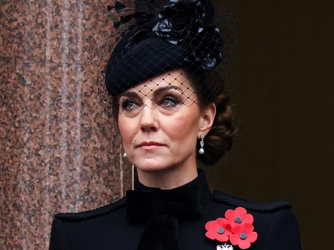 A British media personality has come under fire for commenting on Princess Catherine’s appearance at the Remembrance Sunday ceremony. Picture: AFP