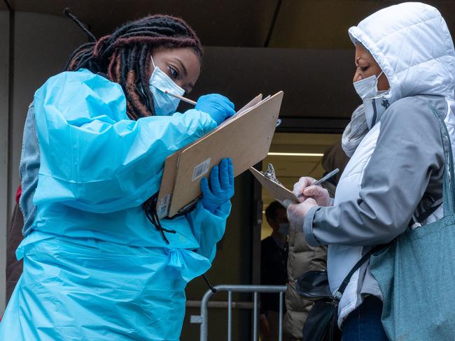 Medical workers in New York. Picture: Getty/AFP