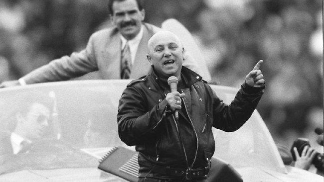 Angry Anderson belts out Bound for Glory in the middle of Waverley Park. Picture: Darren Tindale