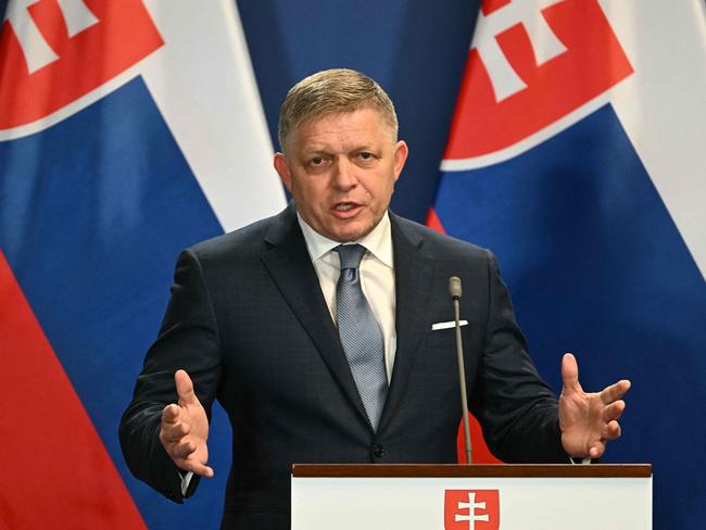 Vladimir Putin has called shooting of Slovakian PM Robert Mr Fico “a heinous crime”. Picture: AFP