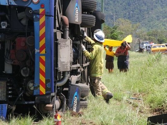 Casey, 19, was killed and two people were serious injured when the bus rolled about 1pm.