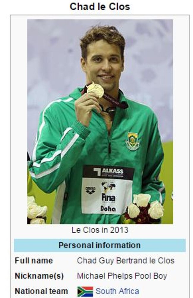 Trolls had fun with Chad le Clos’ Wikipedia page.