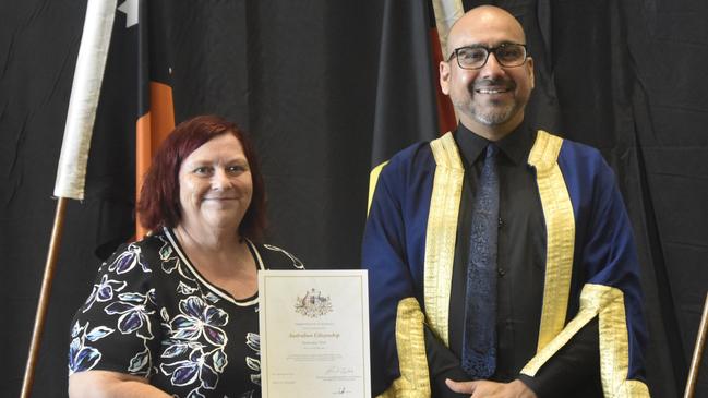 Sandra Jane Teal, from the United Kingdom, became an Australian citizen on Australia Day. Picture: Sierra Haigh