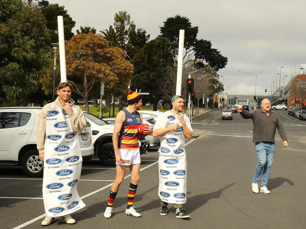 Tom Hawkins, Isaac Smith, Cam Guthrie and Billy Brownless arriving for the Cats Mad Monday. Picture: Alison Wynd