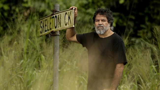 Yidindji elder Gudju Gudju, at Skeleton Creek near Mt Sheridan which was the site of a local massacre. Picture: Anna Rogers