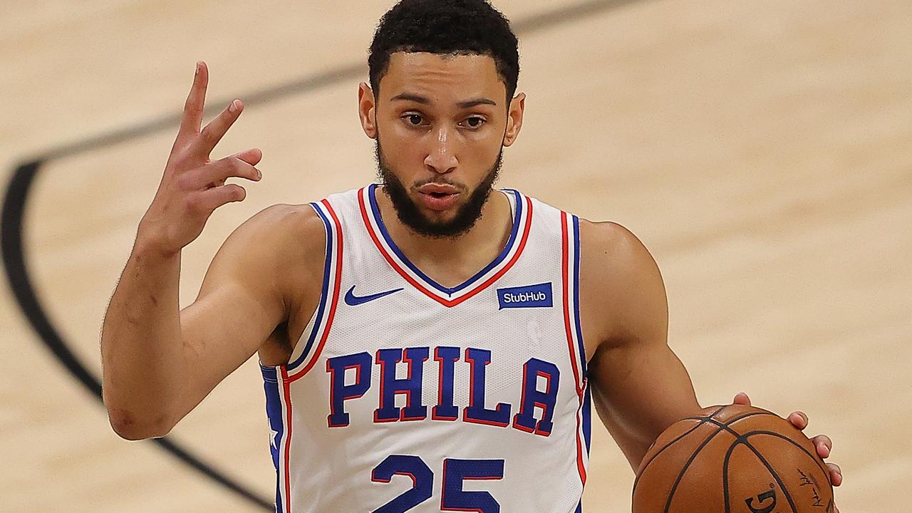 Ben Simmons’ focus shifts to whether he will commit to the Boomers’ Tokyo Olympic campaign after his Philadelphia 76ers bombed out of the NBA playoffs. Picture: Kevin C. Cox/Getty Images.