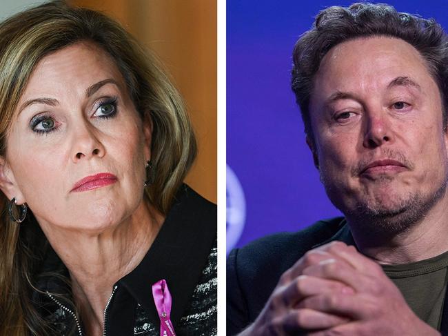 Elon Musk and Australian E- safety commissioner  Julie Inman Grant. Picture: NCA NewsWire