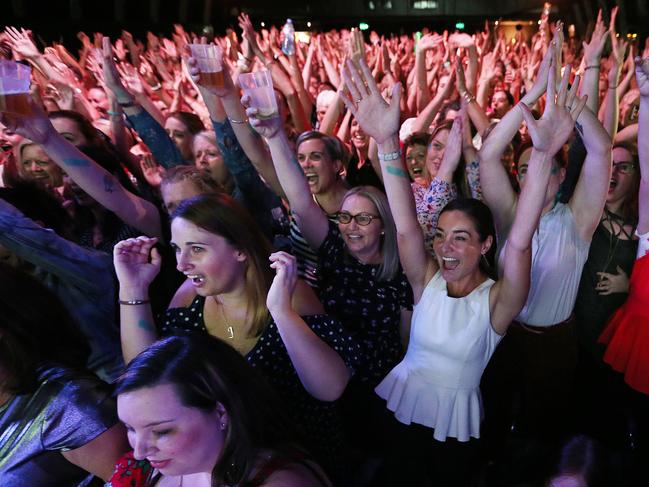 19/3/2018: The excited crowd, alcohol and singing,  on the first birthday of Brisbane's Pub Choir, at The Triffid, in Fortitude Valley, Brisbane. The choir  learn and perform a Powderfinger song Ð fitting, as The Triffid is co-owned by John Collins, Powderfinger's bassist. Lyndon Mechielsen/The Australian