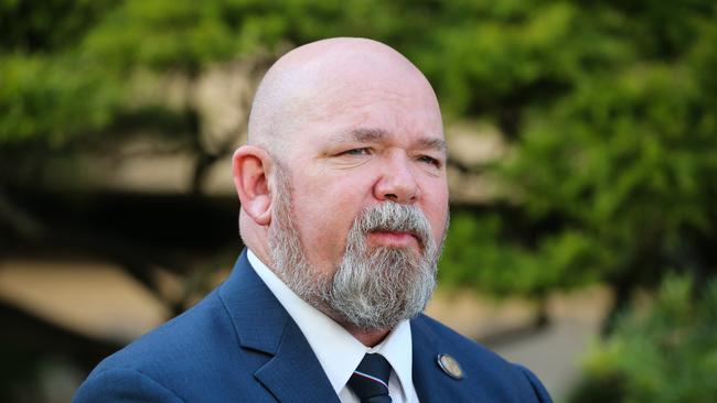 SYDNEY, AUSTRALIA - Newswire Photos - MAY 15: President of the Police Association of NSW, Kevin Morton provides an update on Police recruitment during a press conference at Parliament House in Sydney. Picture: NCA Newswire / Gaye Gerard