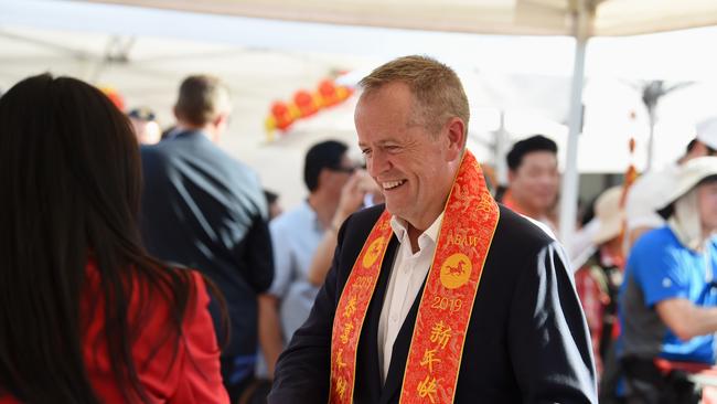 Prime Minister Scott Morrison in Box Hill for Lunar New Year celebrations.  Opposition leader Bill Shorten. Picture: Lawrence Pinder