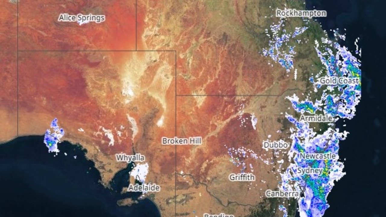 Observed rainfall shortly after 12am on Wednesday. Picture: Willy Weather